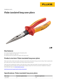 Thumbnail of document Data Sheet - INLP8 insulated long nose pliers